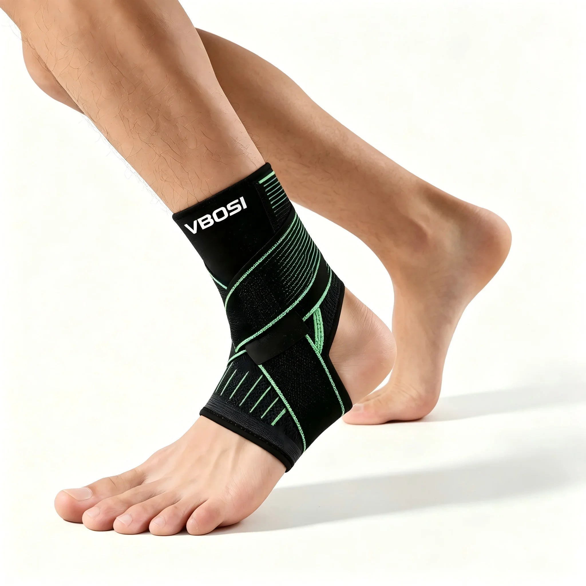 VBOSI Adjustable Compression Ankle Brace Support for Men Women, Breathable Sports Ankle Stabilizer for Basketball Running Sprain