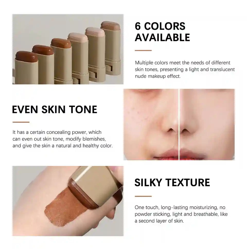 Tidesmit serum boosted foundation stick with silky moisturizing balm texture for natural even skin tone