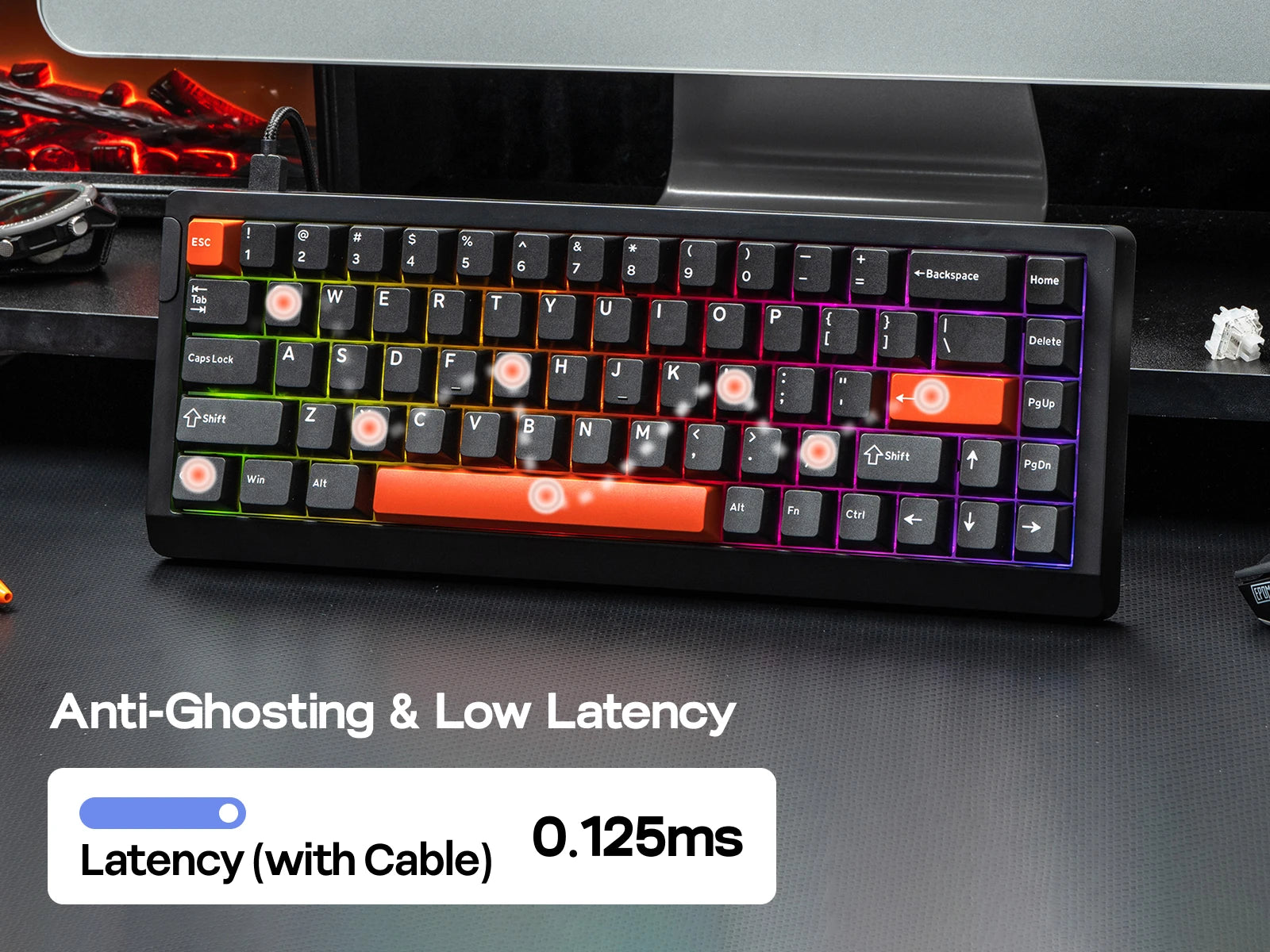 EPOMAKER HE68 Lite 65% ANSI US Layout Tray-Mounted Wired Hall Effect Magnetic Mechanical Keyboard DKS SOCD RGB Backlight
