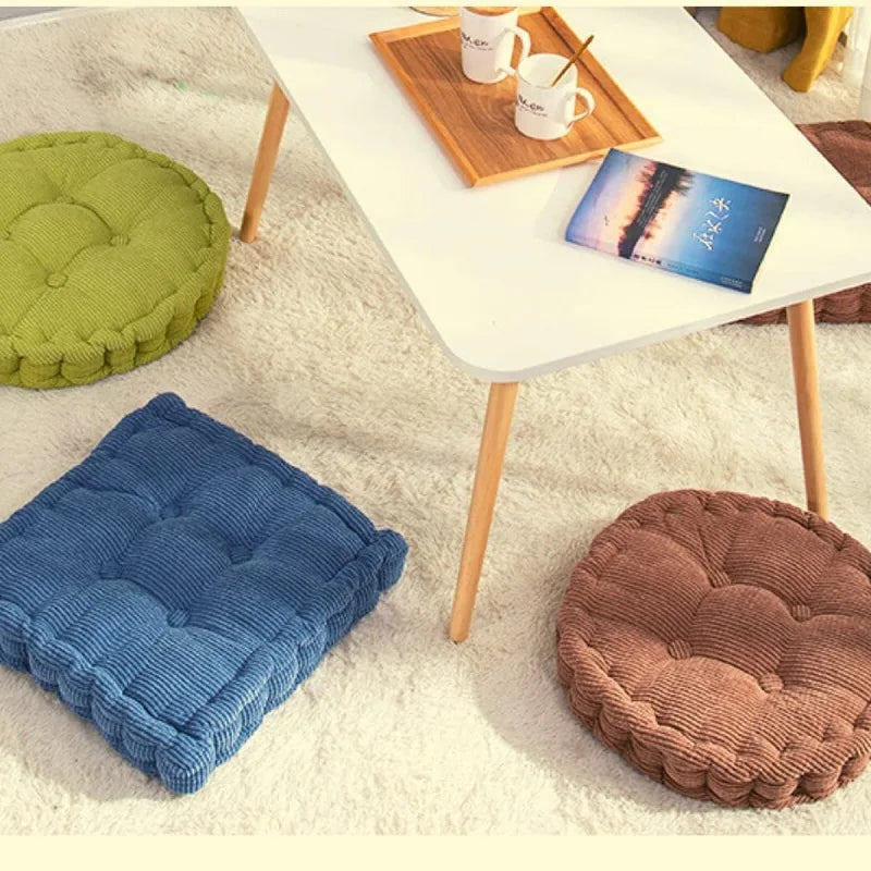 Meditation Floor Square Round Pillow For Seating Tufted Thick Pad Corduroy Cushion For Yoga Balcony Chair Seat Cushions Blue
