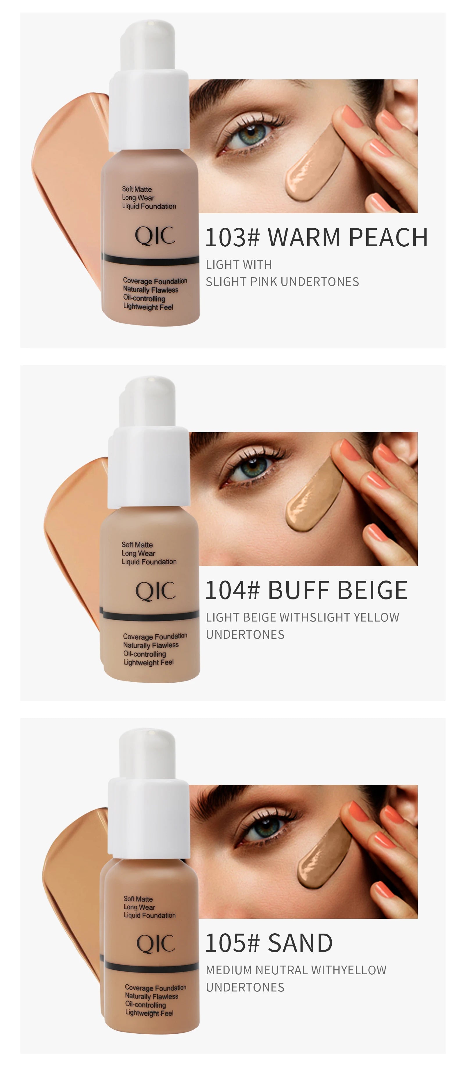 Tidesmit 30ml liquid foundation concealer showing texture close-up for flawless matte oil-control face makeup