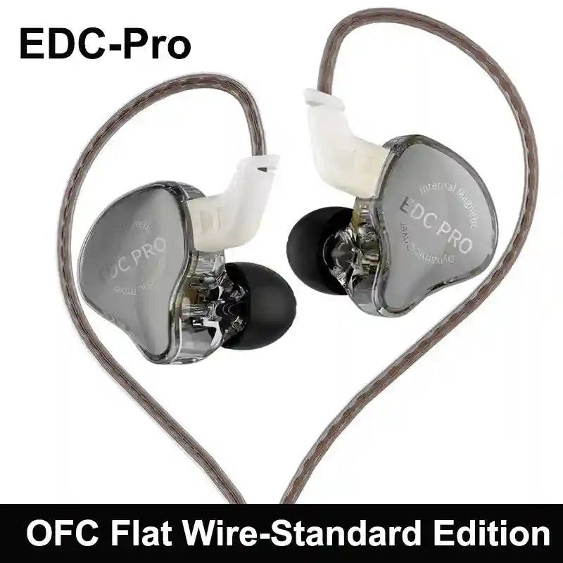 KZ EDC Pro Hi-Fi Wired In-Ear Monitors - Audiophile Stereo Earbuds Gray No Mic Tidesmit