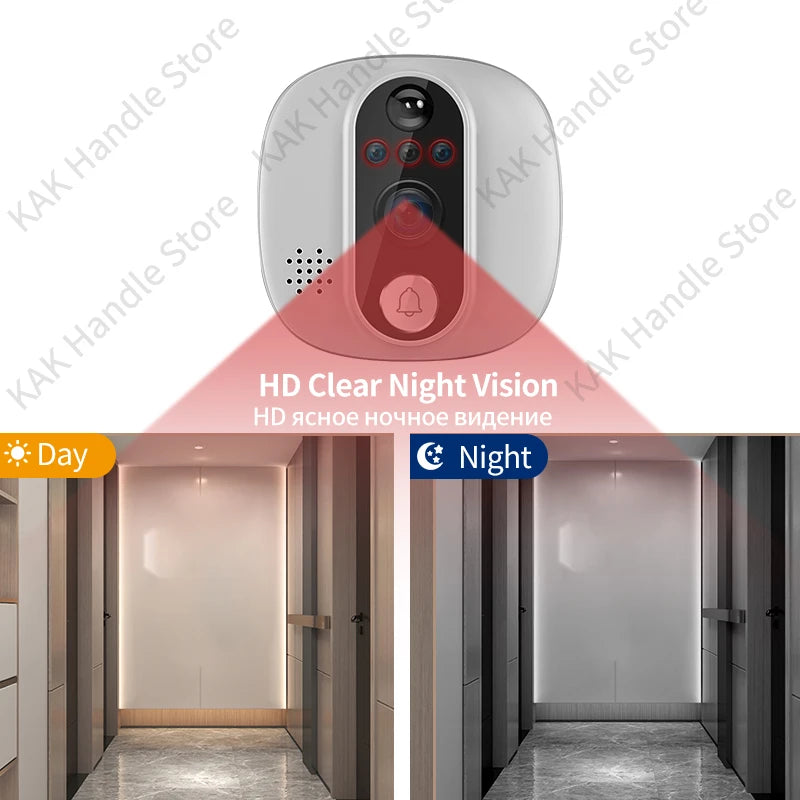KAK Wifi Smart Door Bell Camera 4.3" Video Door Peephole Door Viewer 170 Degree Motion Detection Tuya APP Alexa Google Assistant