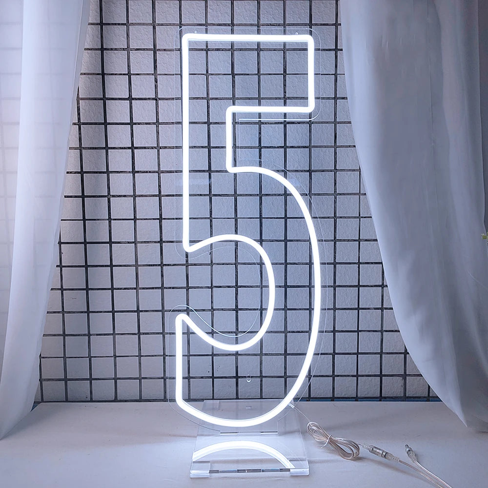 LED Neon Number Sign for Weddings | Customizable Event Lighting 76-100cm number 5 China Mainland Tidesmit