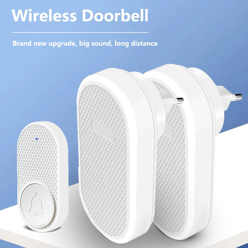 Wireless Doorbell Smart Home 200m Long Distance Remote Control Multi-tone Welcome Door Bell Volume Adjustment EU US Plug White