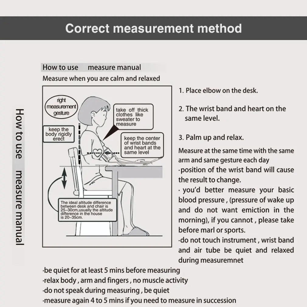 Automatic Digital Arm Blood Pressure Monitor Tonometer Meter Sphygmomanometer LCD Portable Health Care Pulse Meter BP Monitor