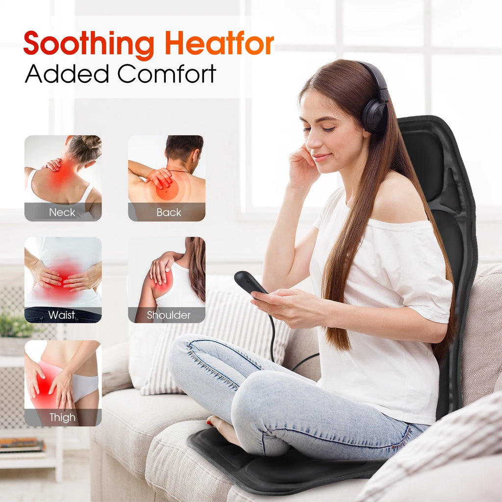 Electric Back Massager Cushion with Heat for Targeted Lumbar Relief Massage Cushion Tidesmit