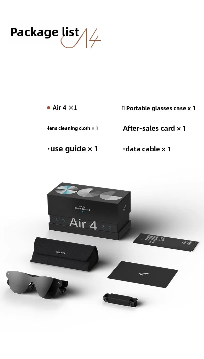 RayNeo Air 4 Pro Smart Glasses | Macro-OLED 3D Augmented Reality Display Tidesmit