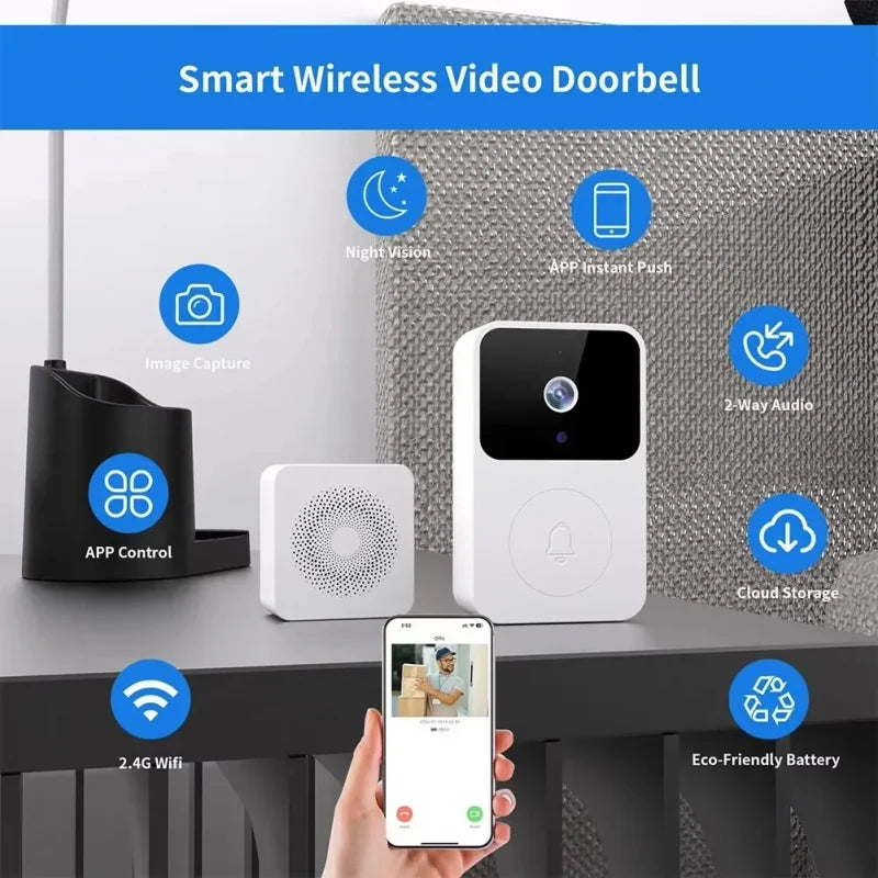 Mini WiFi Video Doorbell Wireless Phone Two-way Intercom System IR Night Vision Smart Home Monitor Security Door Bell Cameras