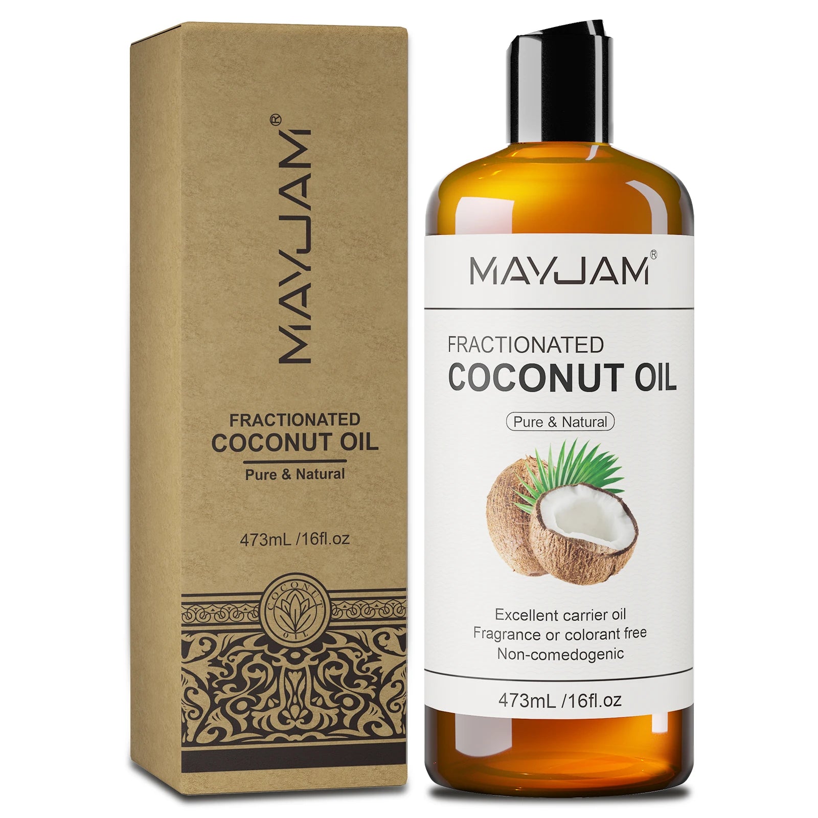MAYJAM 473ml jojoba oil bottle with box, pure natural carrier oil