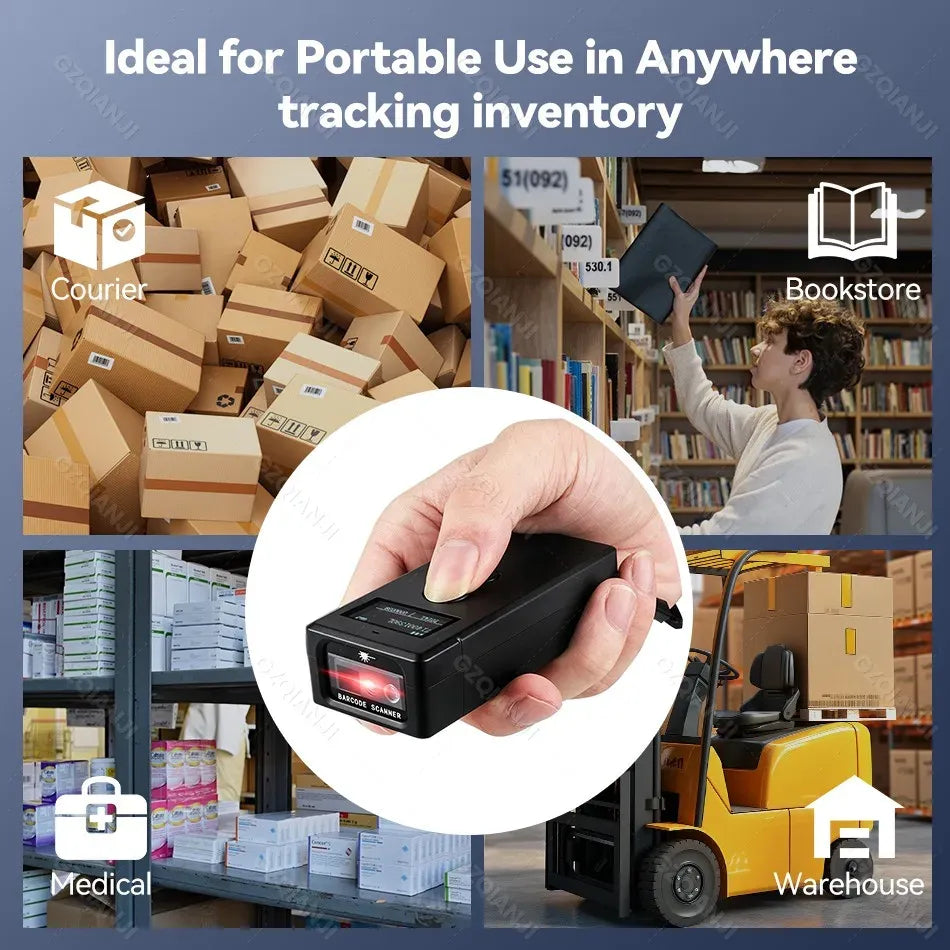 LCD Screen Bluetooth 2D Barcode Scanner with Display Support Mobile Phone iPad Wireless Barcode Reader 1D 2D QR Bar Code Machine