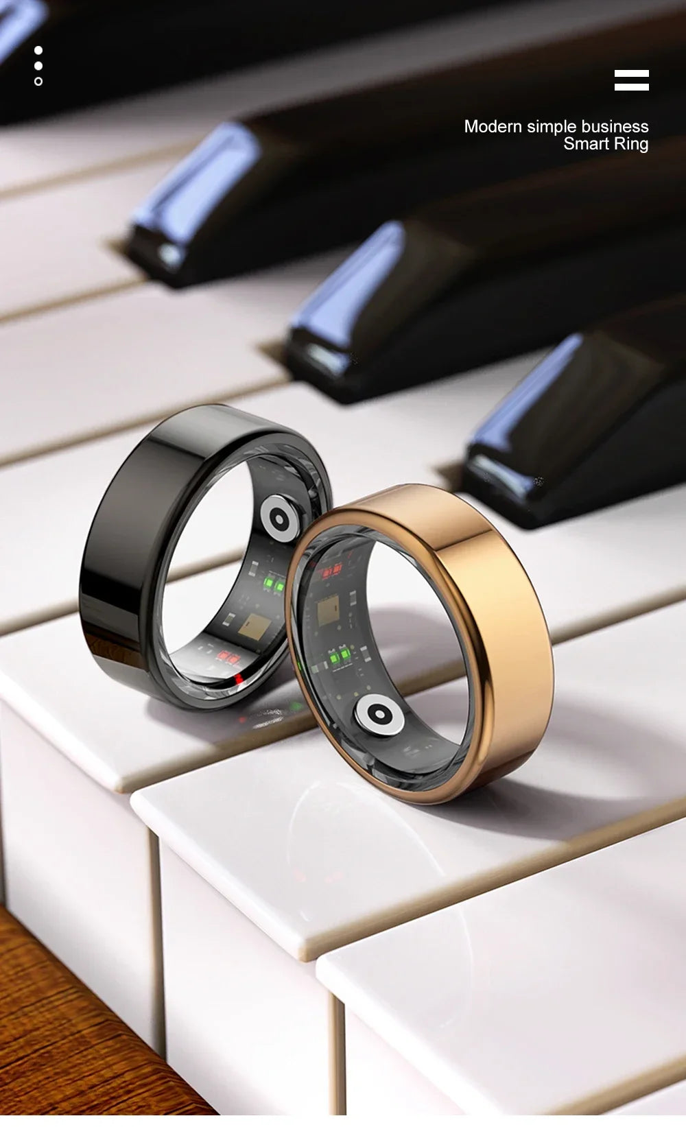 New Health Tracker Smart Ring, Heart Rate Blood Oxygen Monitoring Multi-sport Modes IP68 Waterproof for Men Women Sleep Fitness