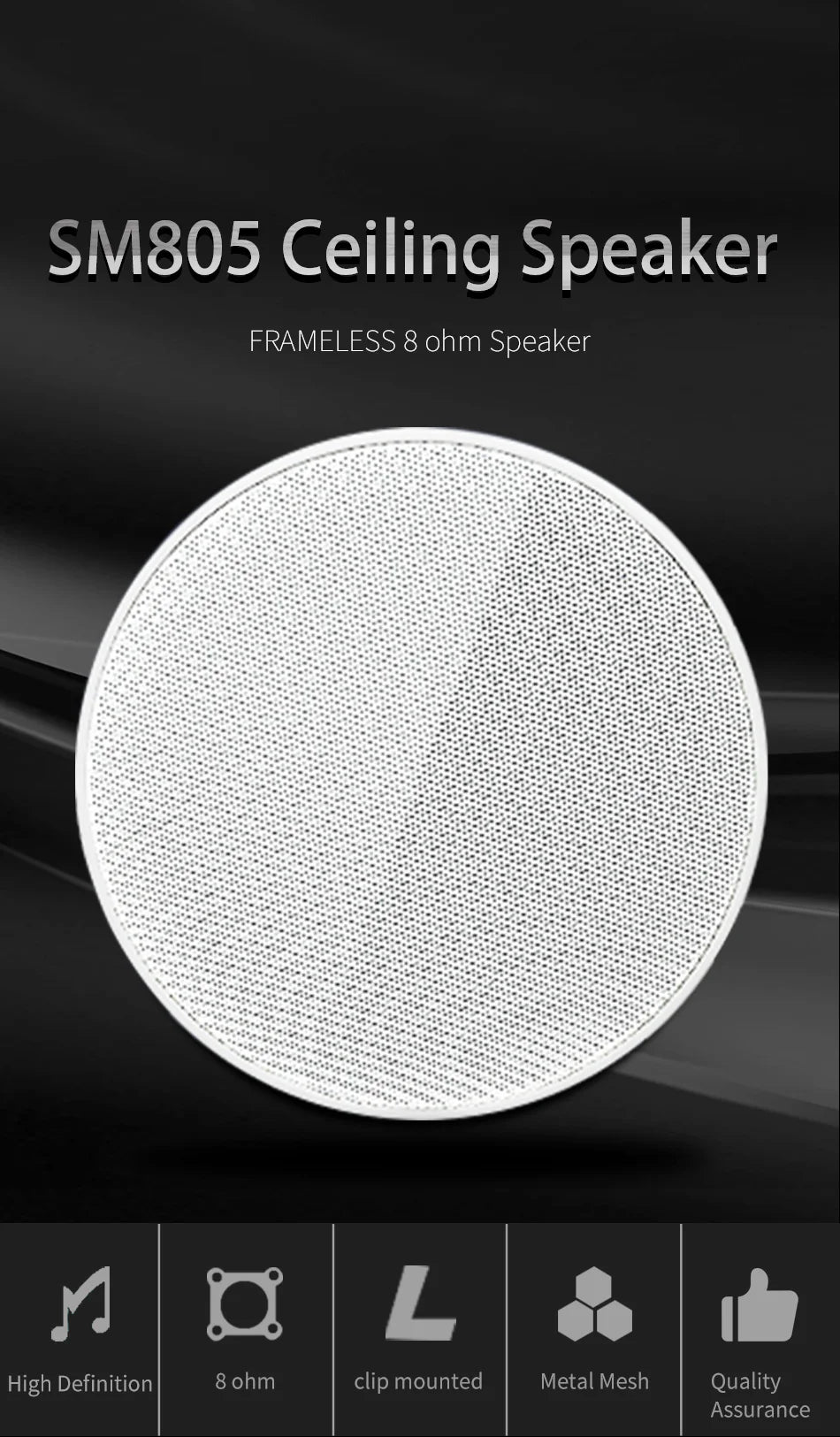 5 Inch 8 ohm Ceiling Speaker Passive Speakers Background Music Home Sound System Quality Perfect For Office Kitchen Living Room