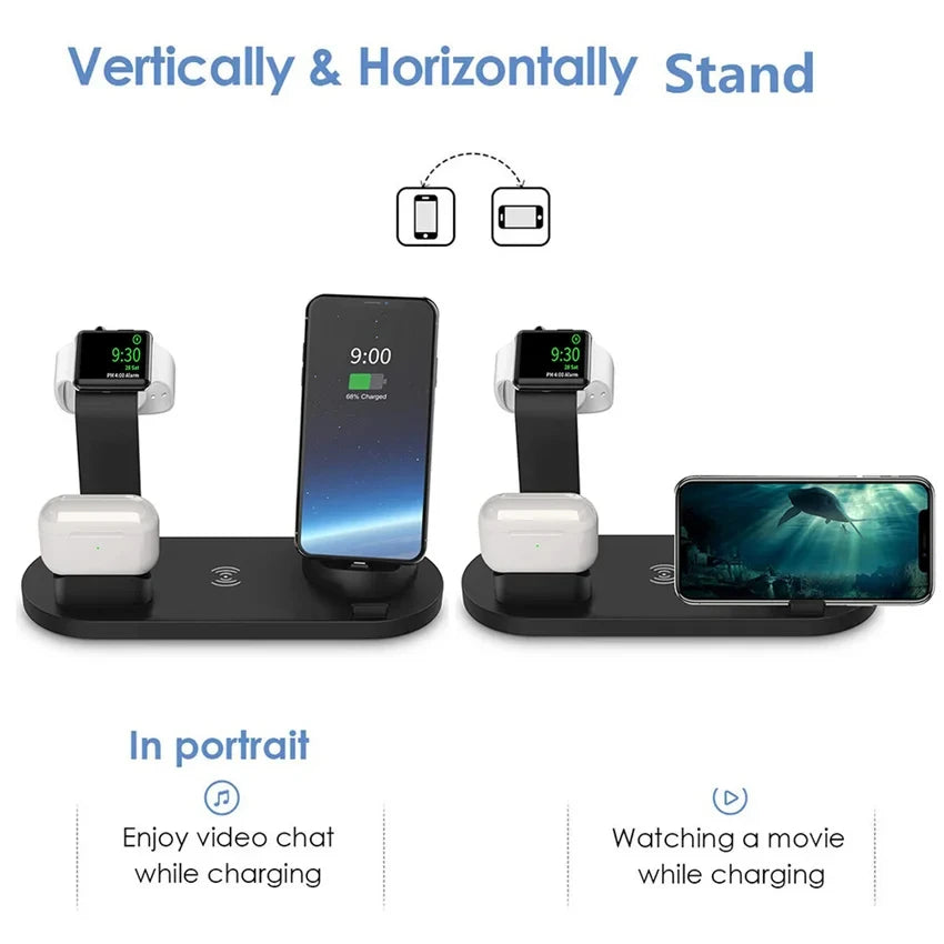 Wireless Charging Station - Qi Certified MagSafe Compatible Multi-Device Tidesmit