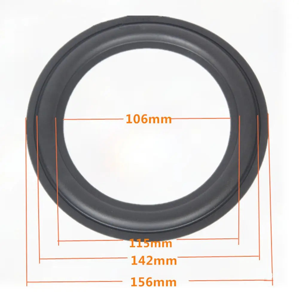 Black speaker suspension edge ring with measurements: 106mm, 115mm, 142mm, 156mm