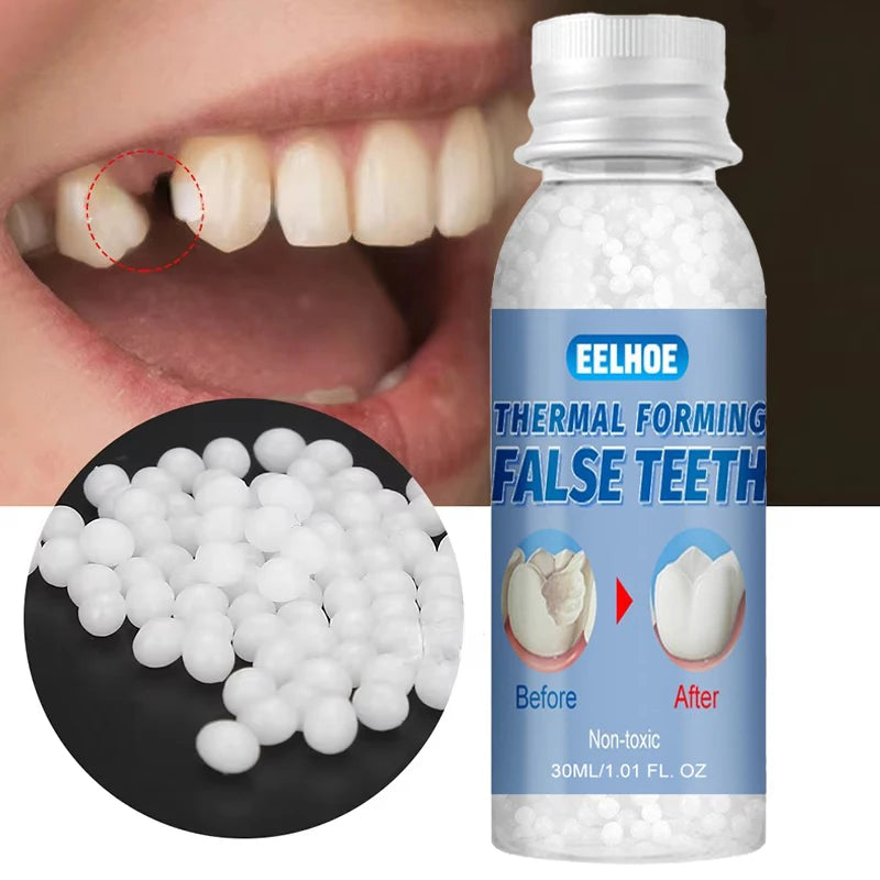 This image is not a baby teething product; it is a thermal-forming cosmetic dental repair kit for adults.