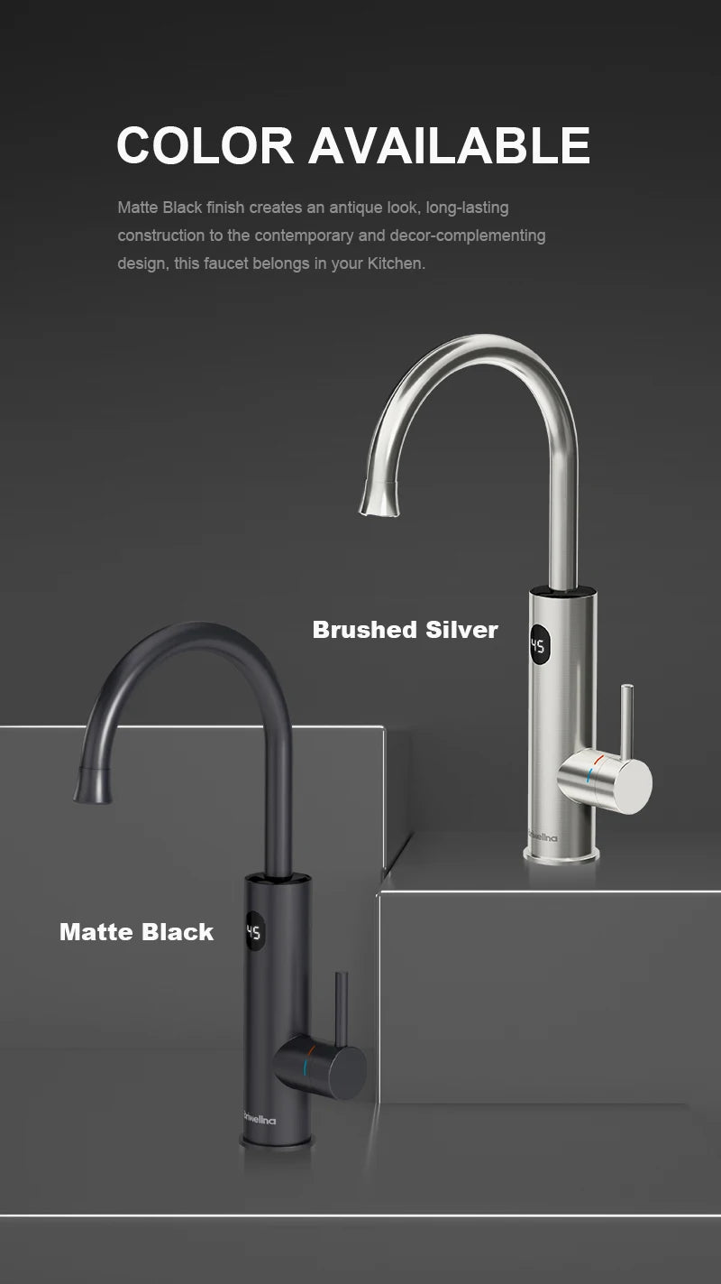 Briwellna Instant Hot Water Heating Faucet 220V Electric Faucet With Universal Adapter Nozzle Stainless Steel Heating Faucet