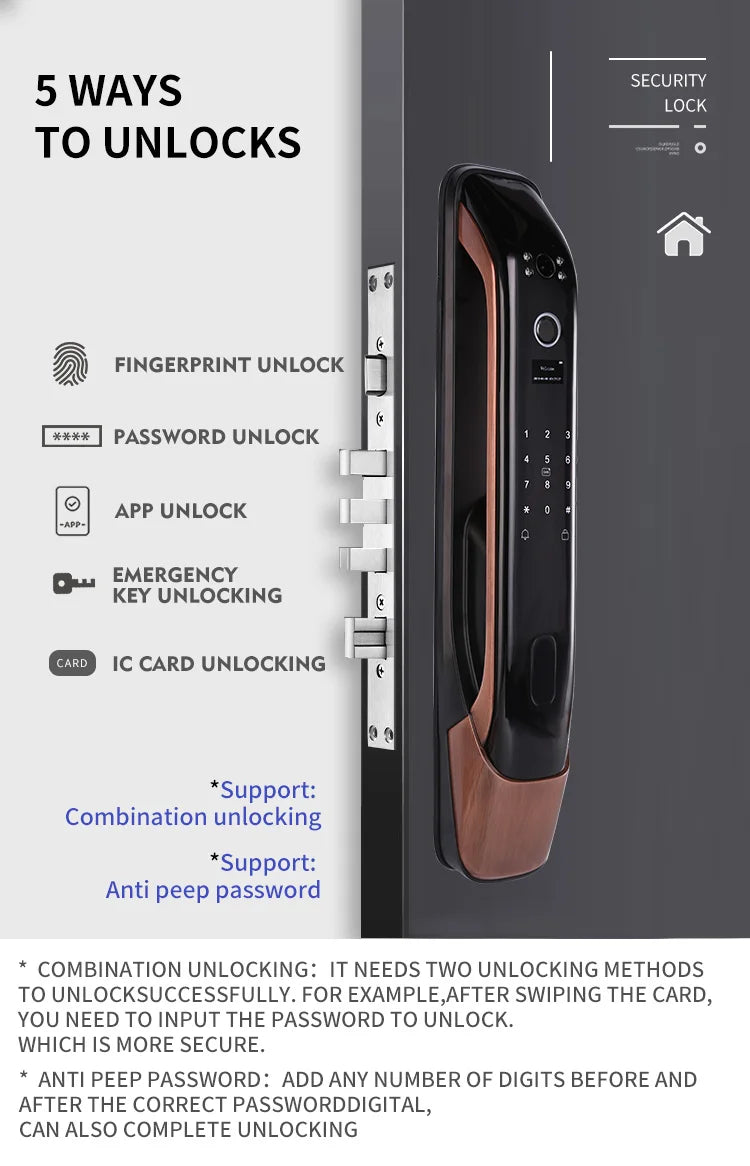 Digital Door Lock Competitive Price Fingerprint USmart Go APP Tuya Smart WiFi With Camera Smart Door Lock