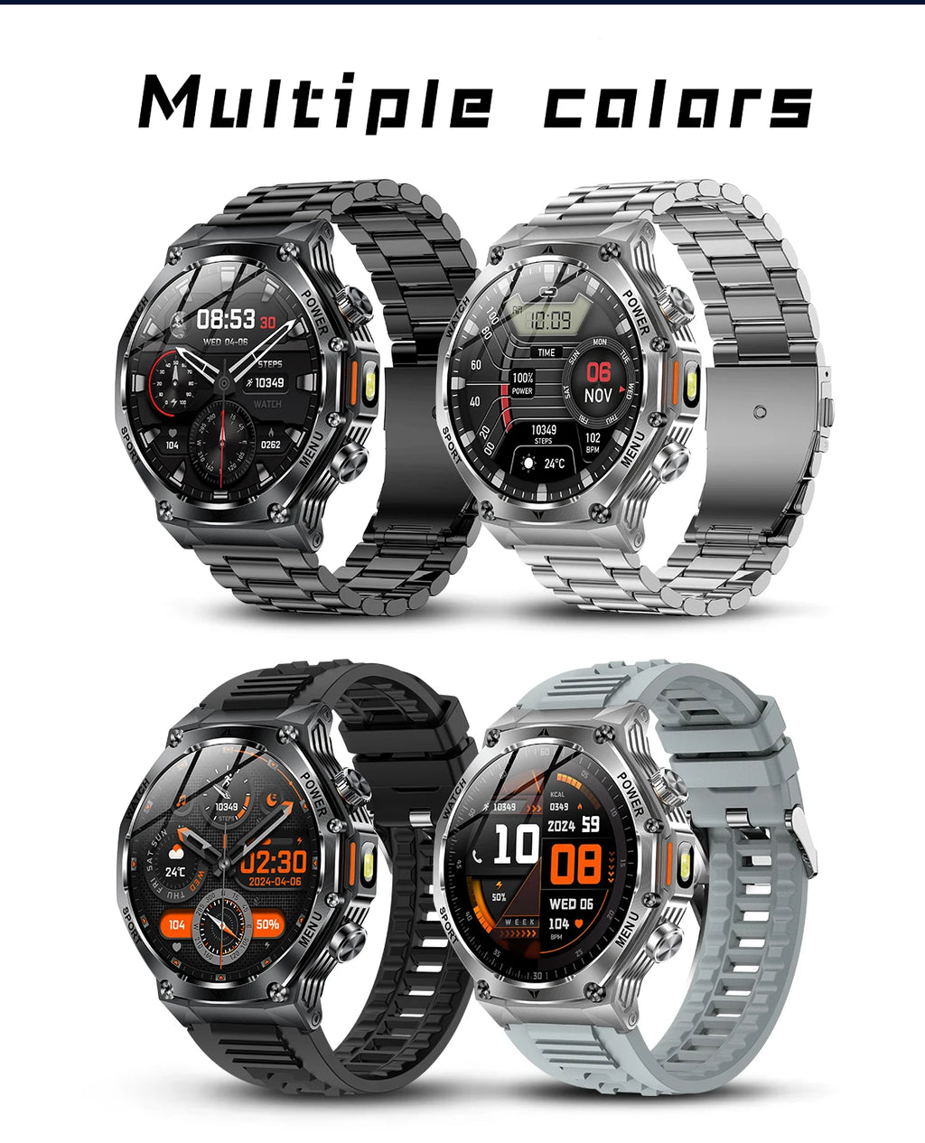 YLL-AK82 Outdoor Sport for Smart Watch Fitness Tracker Sleep Tracker IP67 Waterproof AMOLED Screen Heart Rate Monitor