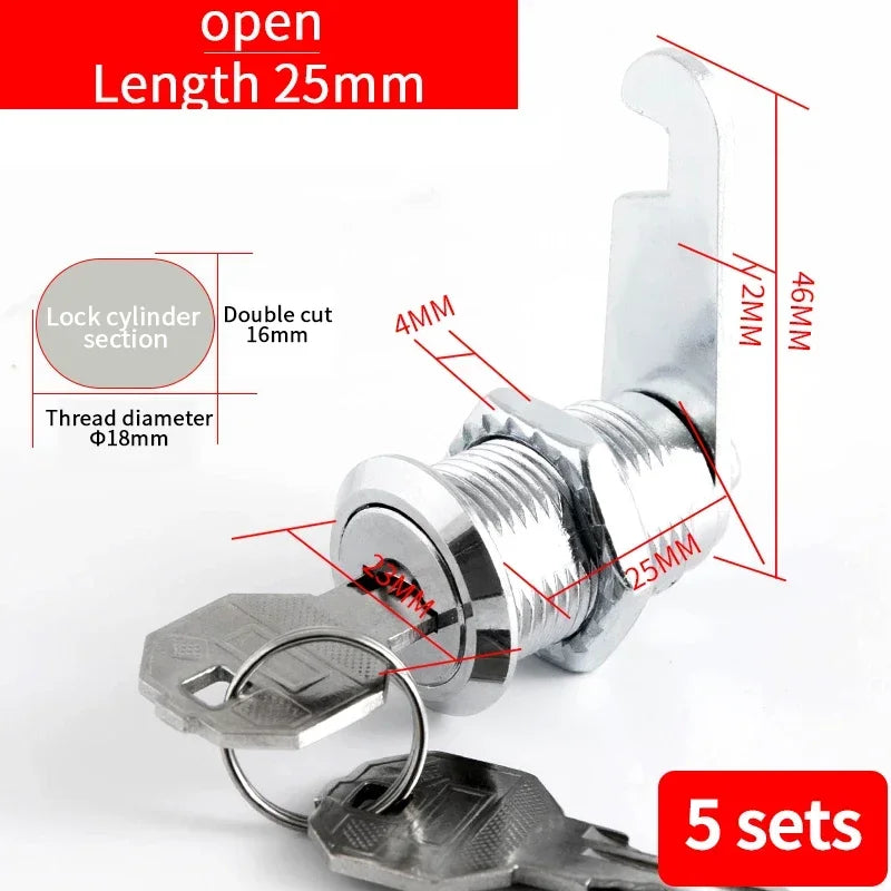 5/20/100SETS 16mm 20mm 25mm 30mm 35mm Metal Rotary Key Switch Push Button Lock Switch Latching Cylinder Cabinet Security Locker