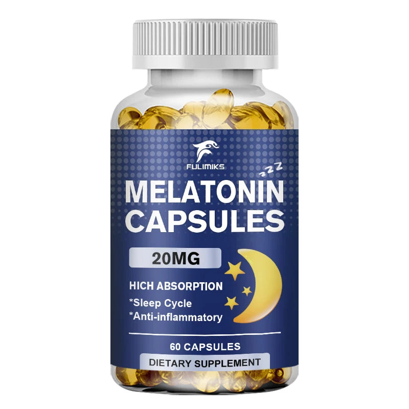 Melatonin 20mg, Sleep Dietary Supplement, 120 Strawberry Flavored Capsules, Contains Melatonin - Healthy Sleep