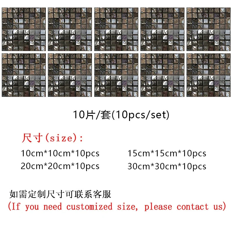 10pcs Purple Mosaic Hard Tiles Sticker Flat Printed in 2d Transfers Cover for Kitchen Bathroom Wallpaper Peel & Stick Wall Decal