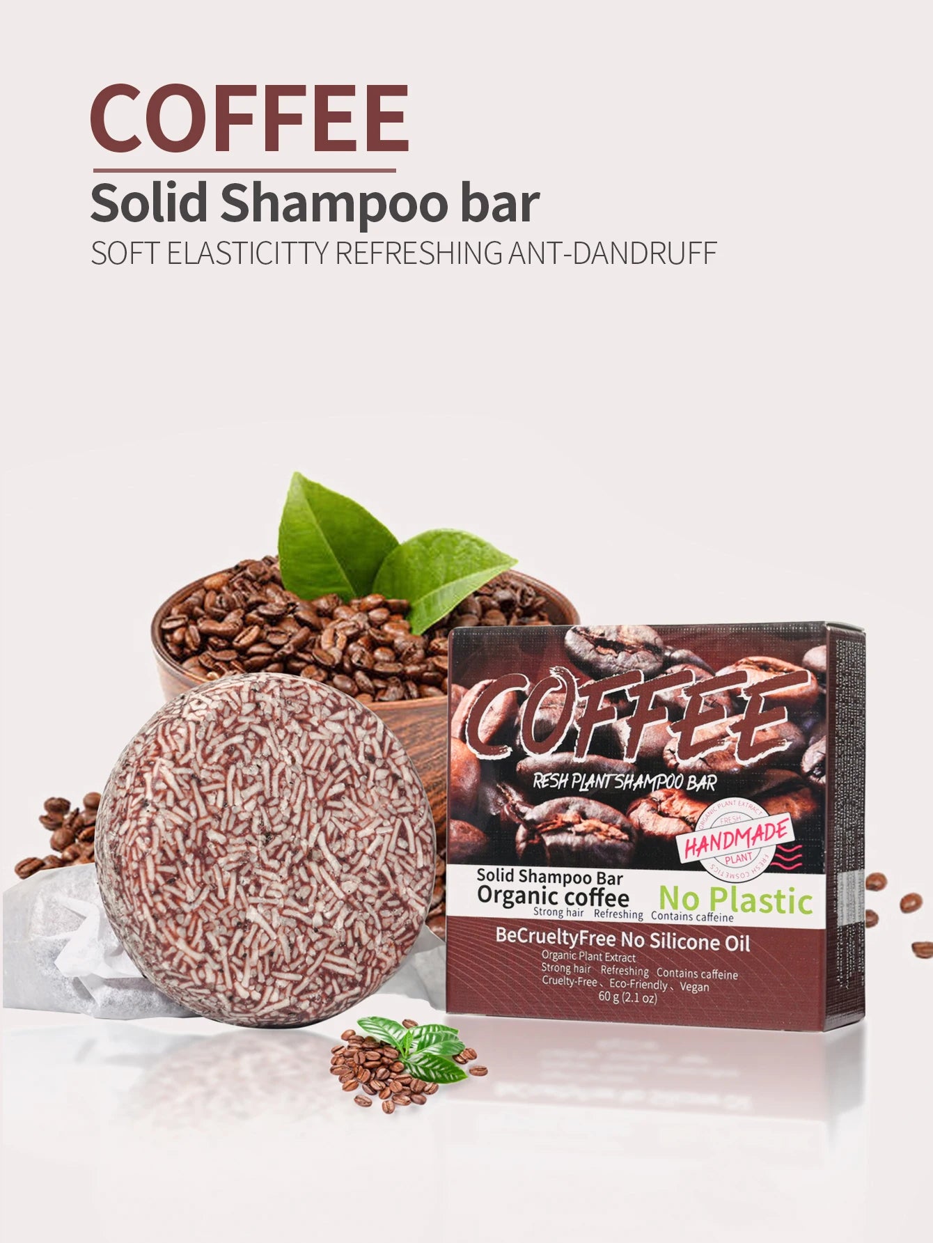 J+60g Coffee Solid Shampoo Moisturizing Cleaning Decontamination Oil Control Dandruff Removing Hair Care Soap