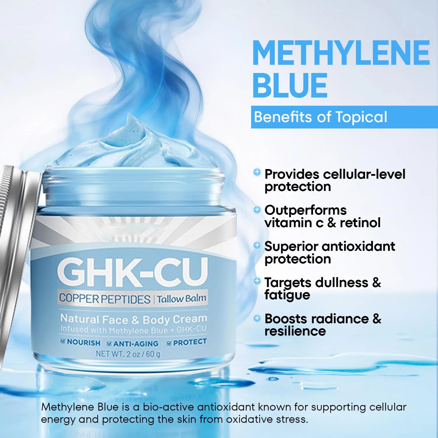 GHK-Cu Peptide Cream for Face: Blue Beef Tallow Moisturizer with Copper Peptides  Blue Gentle and Safe for All Skin Type