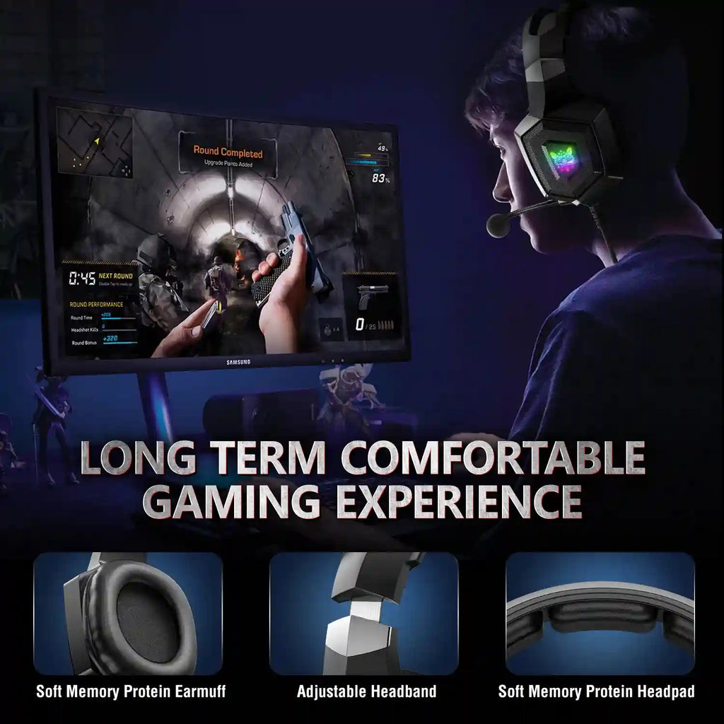 Tidesmit Gaming Headphones with RGB Mic & Surround Sound (PC) Tidesmit
