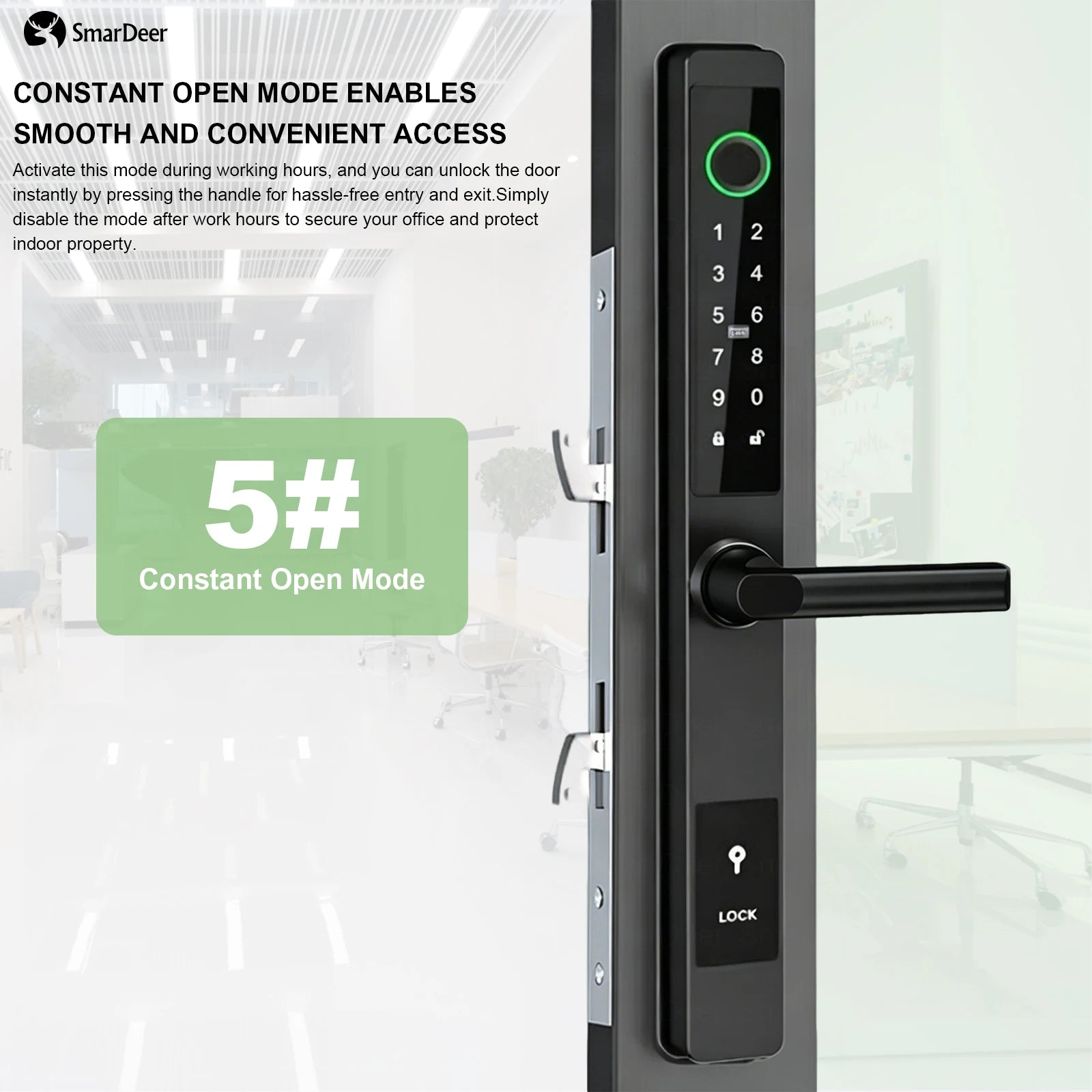 SmarDeer IP65 Waterproof Sliding Door Smart Lock，Tuya WiFi Broken Bridge Aluminum Sliding Door  Fingerprint Lock