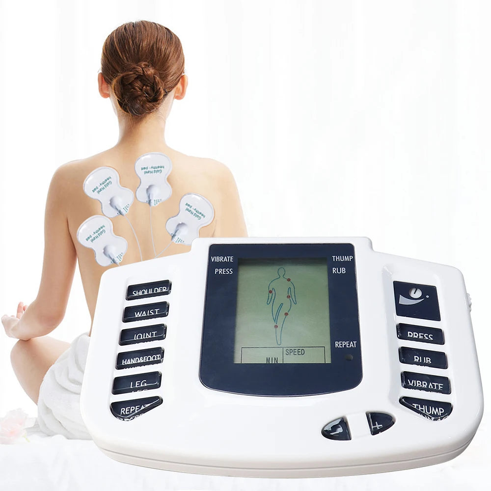 TENS Muscle Stimulator 16-Pad System with 10 Intensity Levels Massage Cushion Tidesmit