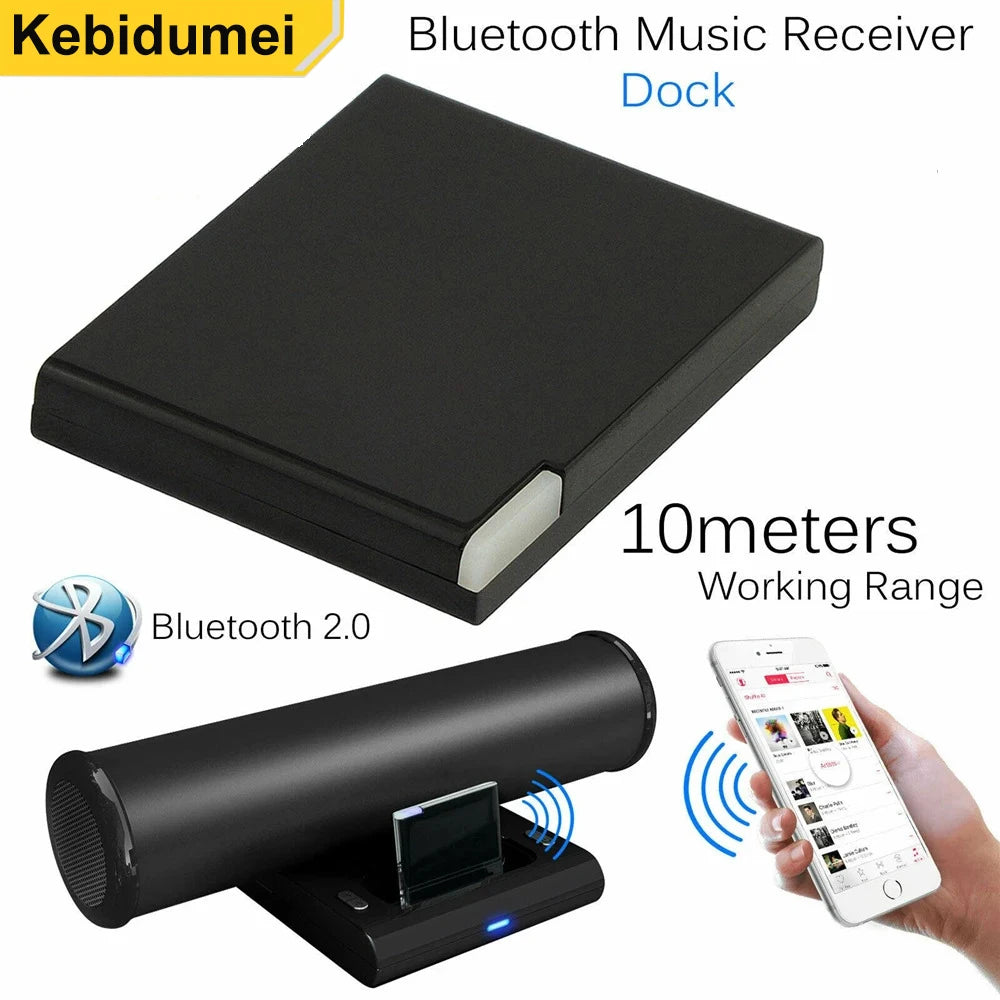 30 Pin Bluetooth Receiver for Dock Speakers - Black Audio Adapter Tidesmit