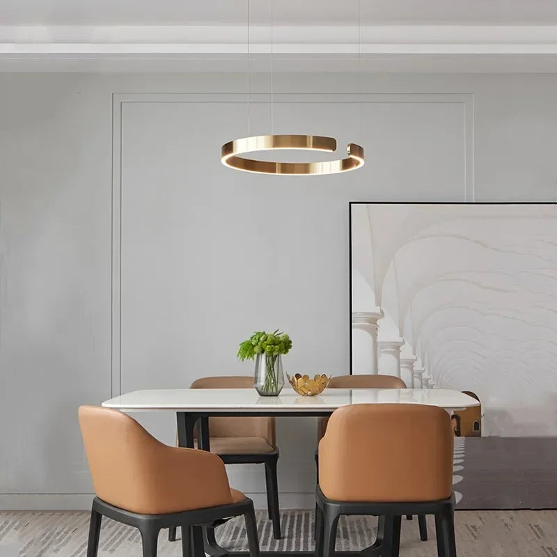 Modern LED Ring Chandelier Pendant Light - Gold & Black Finish Tidesmit