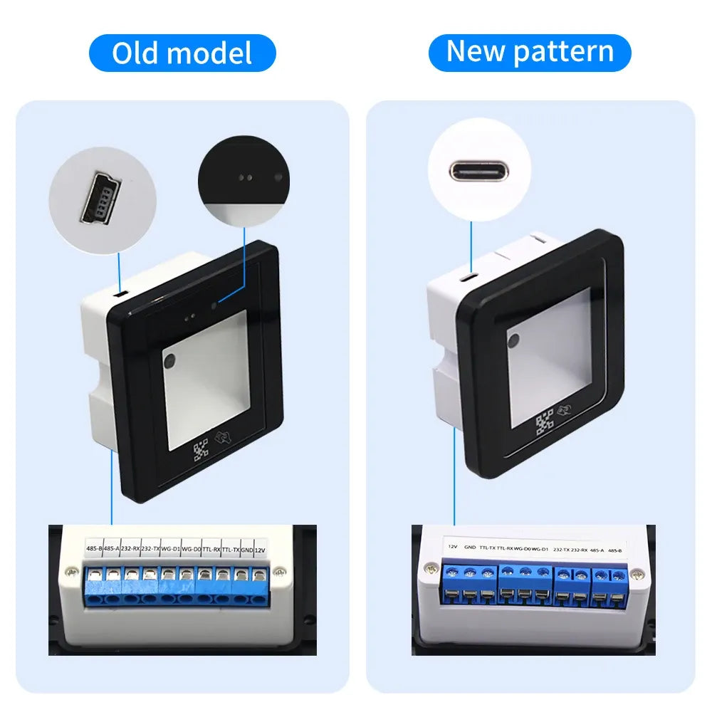 QR Code RFID Reader 125khz EM 13.56mhz MF Access Control Card Reader Scanner USB/Wiegand/ RS232/485 2D QRCode BarCode Scanner