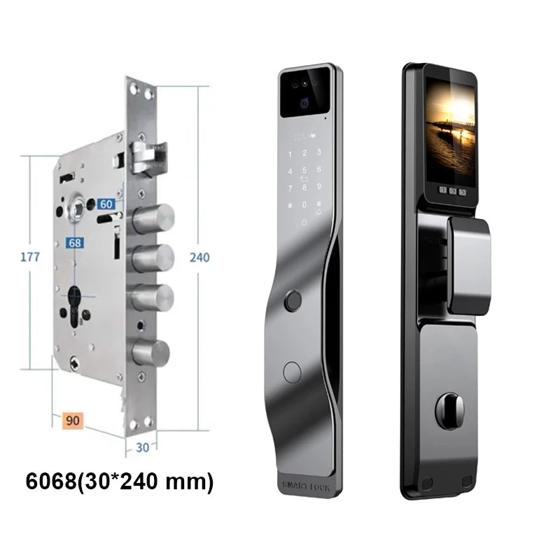 3D Face Recognition Smart Door Lock WiFi Electronic Home Lock with Camera RFID Card Compatible with Tuya for Smart Home Security