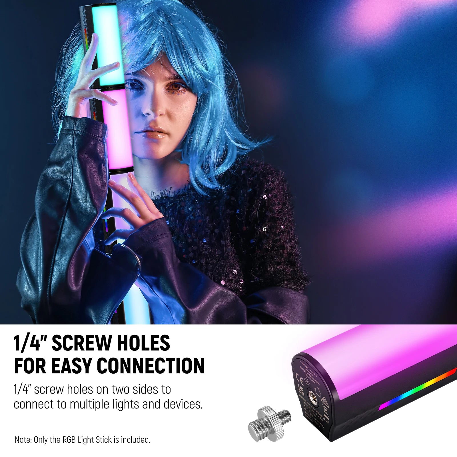 Magnetic RGB LED Light Wand - App-Controlled Content Creation Lighting Tidesmit