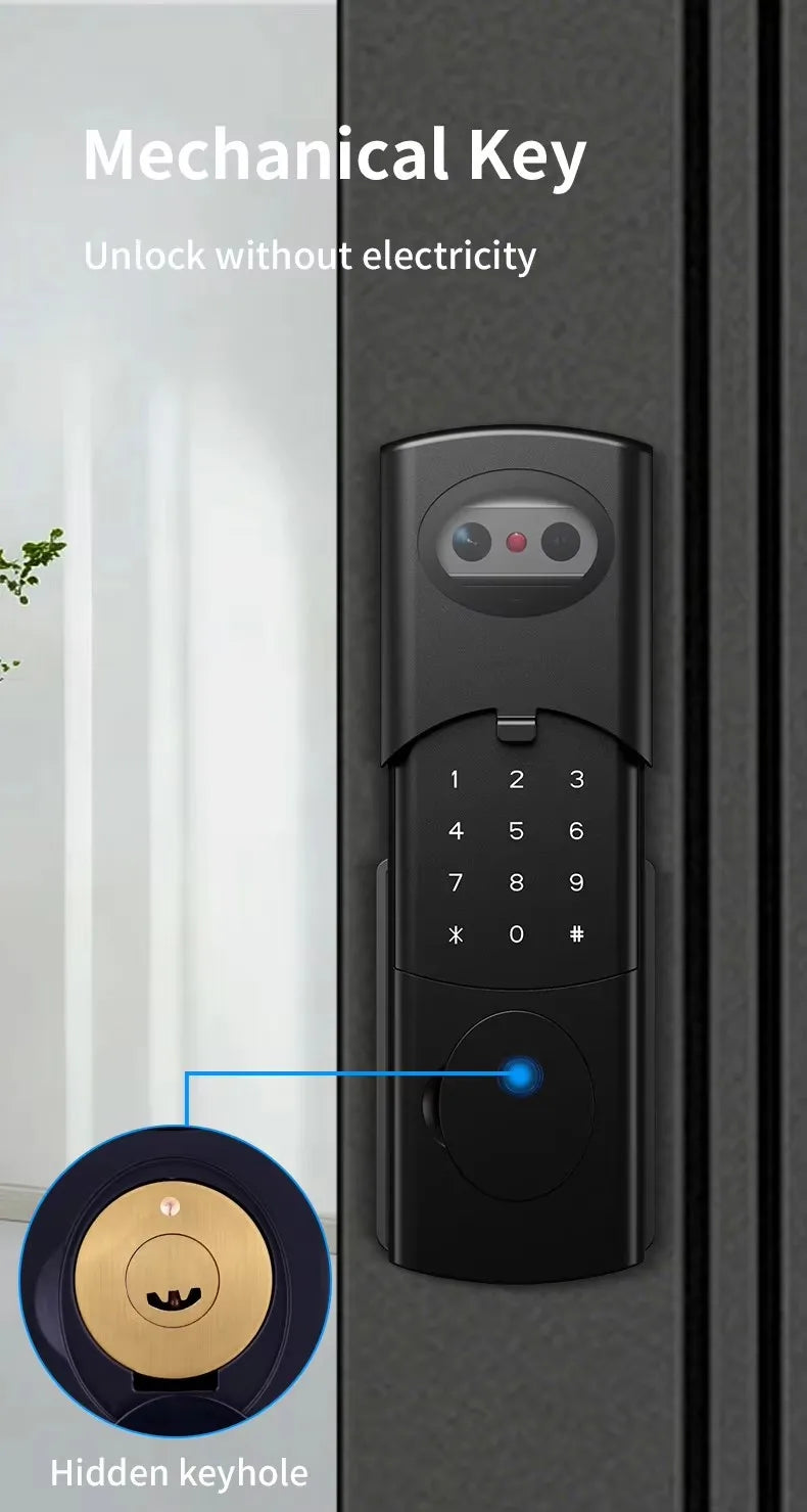 Waterproof  Support Tuya App Wifi Lock 3D Face Recognition Digital Code Keyless App Fingerprint Lock With Rechargeable Battery