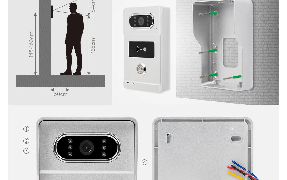 Surface Mount 4 Wire HD Doorbell Camera HTD2 120° View Angle RFID Access for HOMSECUR 1080P Home Video Door Phone Intercom