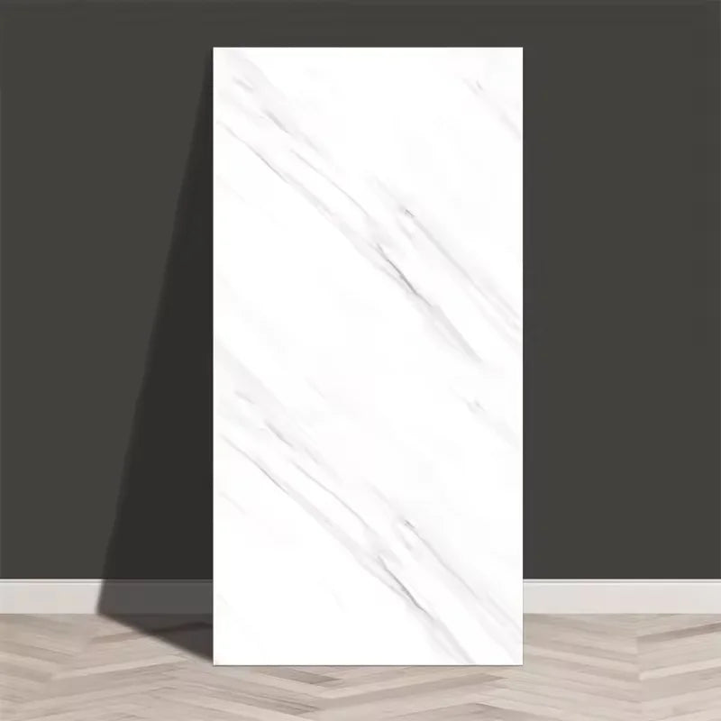 White marble-look self-adhesive PVC tile sticker sheet with grey veins, waterproof, 30x60cm
