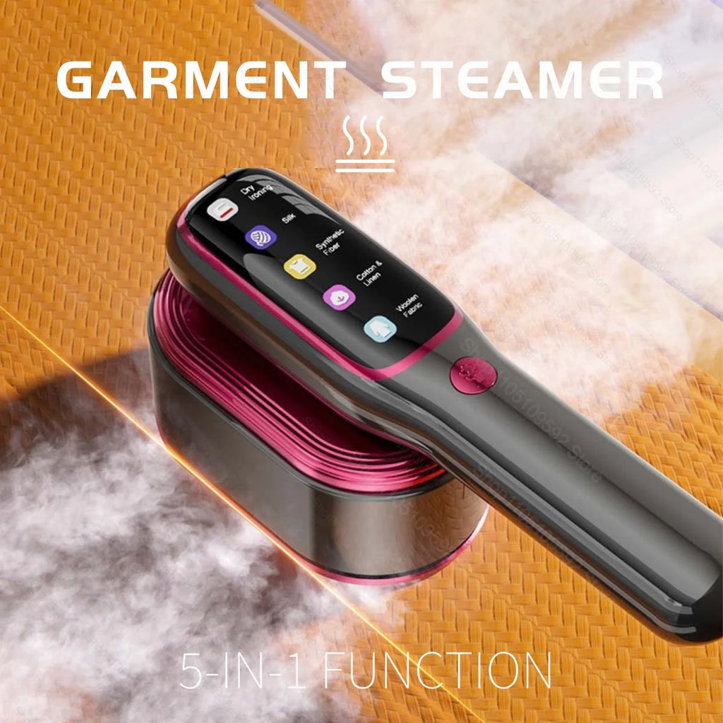 Tidesmit portable handheld steam iron showing compact design and multi-functional nozzle for easy garment steaming