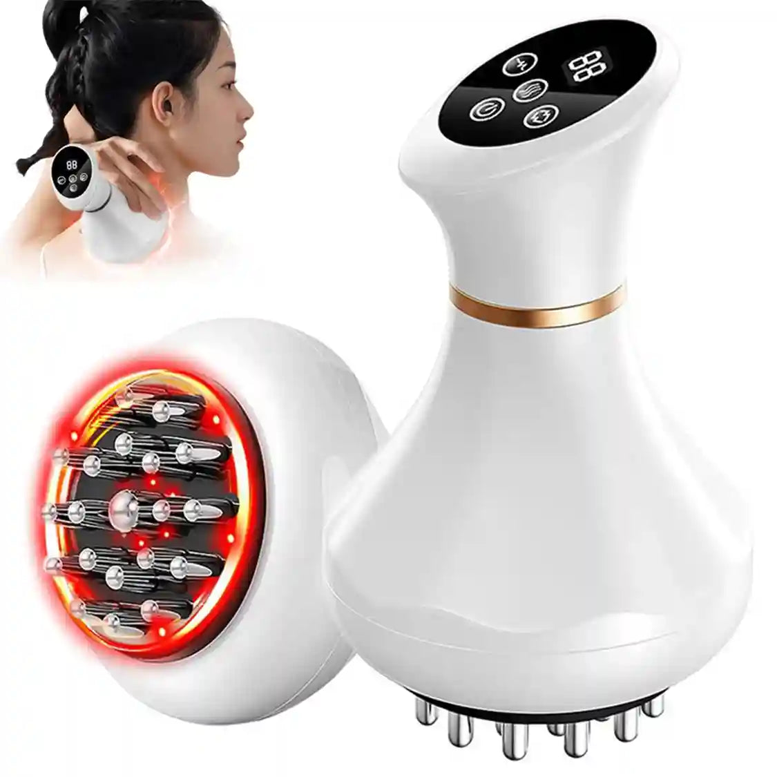 Massage Roller with Infrared Heating - Pearl White Rechargeable Device Massage Roller Tidesmit