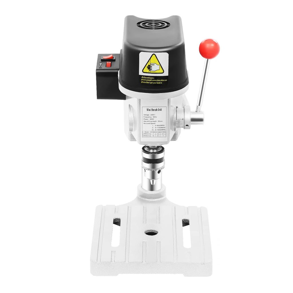 Portable Bench Drill Press, 340W 220V Electric Metal/Wood Drilling Machine Mini Table Drill Tool 1-10mm Clamp 3-Speed Adjustable