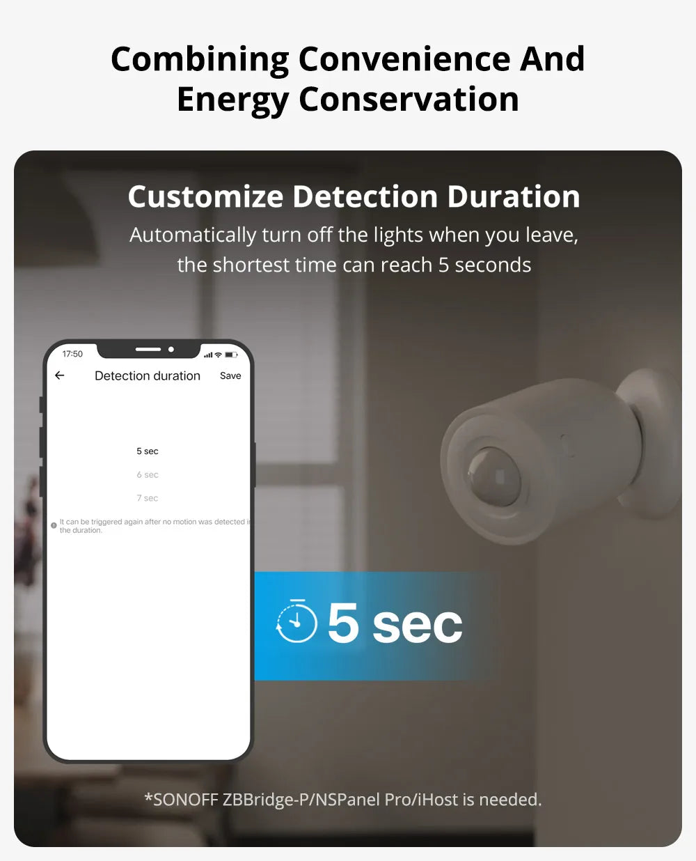 SONOFF SNZB-03P ZigBee Motion Sensor Smart Light Detection Motion Trigger Alarm Work with ZBBridge via EWeLink APP Alexa Google