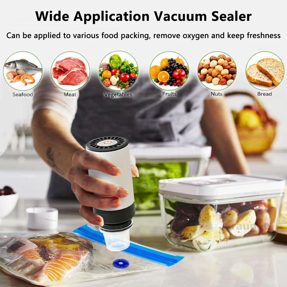 Electric Vacuum Sealer Pump Mini Handheld Vacuum Pump with Food Vacuum Bags USB Rechargeable Portable Mini Vacuum Sealer Machine