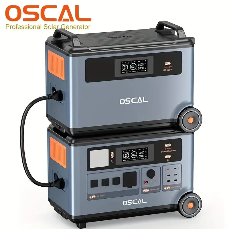 OSCAL 6000W/7200Wh Outdoor Camping Portable Power Station with BP3600 Expansion Battery, Home Emergency Solar Power
