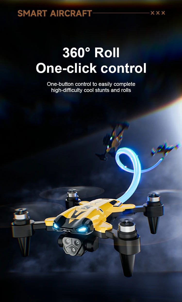 4K Camera Drone with GPS, Obstacle Avoidance, and Foldable Frame - Yellow Tidesmit