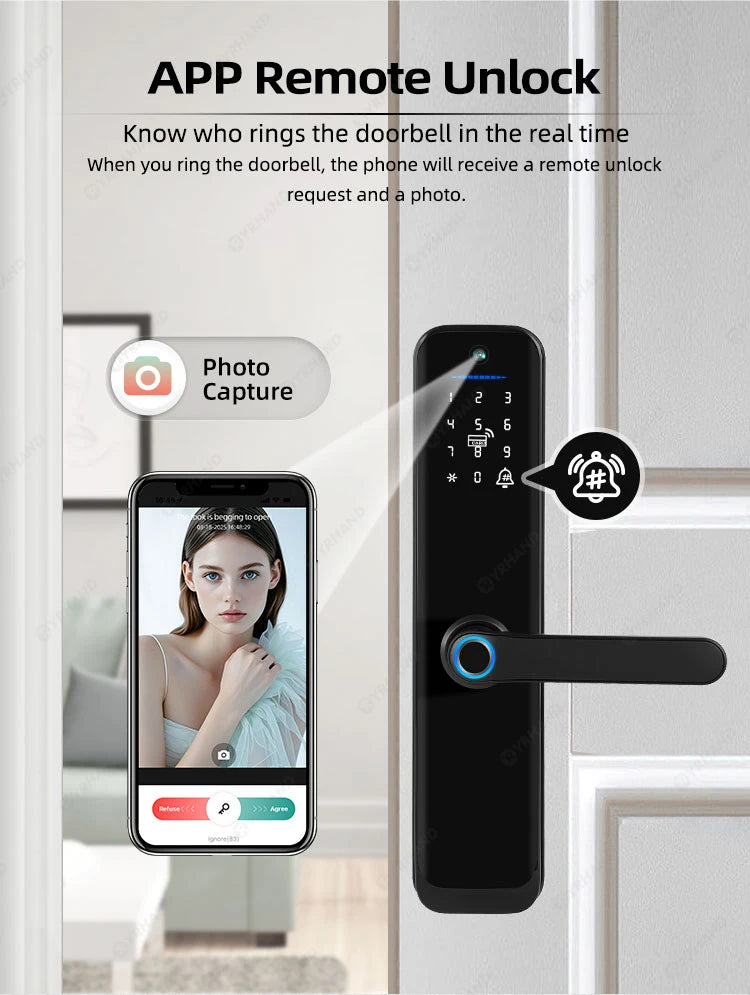 Smart Lock Electronic Digital Lock Featuring Biometric Fingerprint Recognition Camera Smart Card&Password Key Unlock
