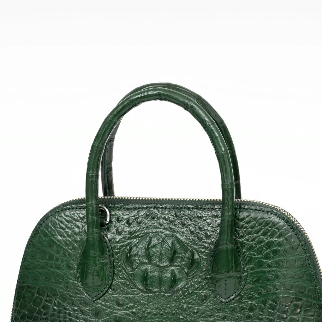 2024 Large Crocodile Leather Women's Bag Fashion Bowling Lady Handbag Genuine Leather Shuolder Crossbody Bag Travel Shell Bag 45