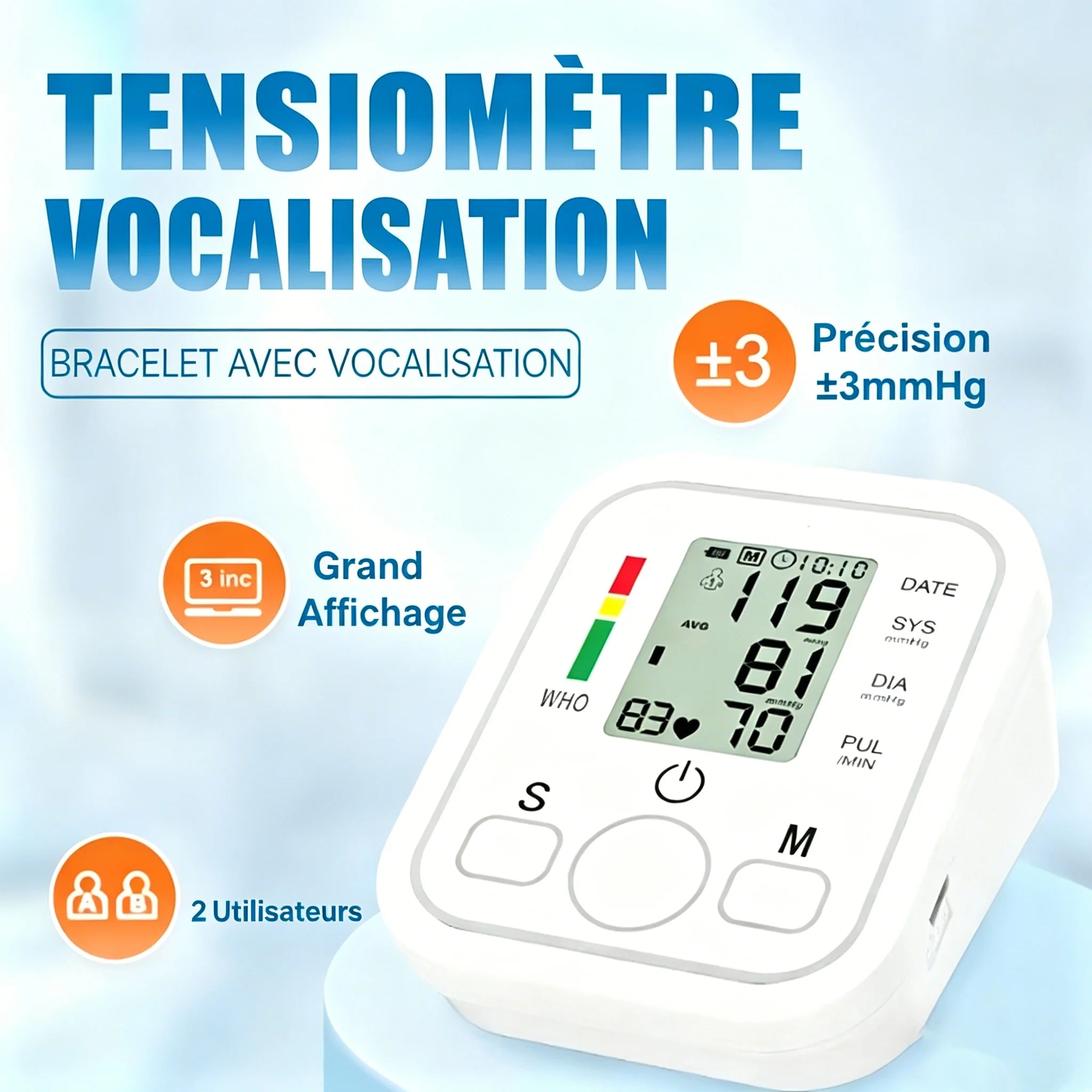 Automatic Digital ARM Blood Pressure Monitor, Sphygmomanometer,Tonometer,Tensiometer,Heart Rate Meter,BP Monitor Health Care