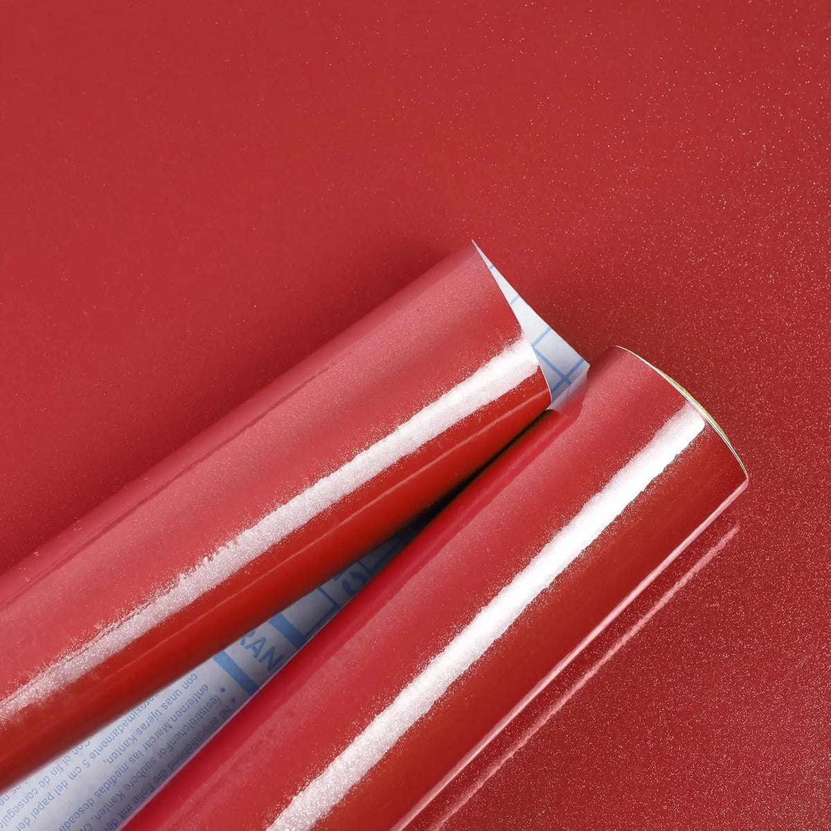 Red vinyl self-adhesive contact paper roll, glossy surface